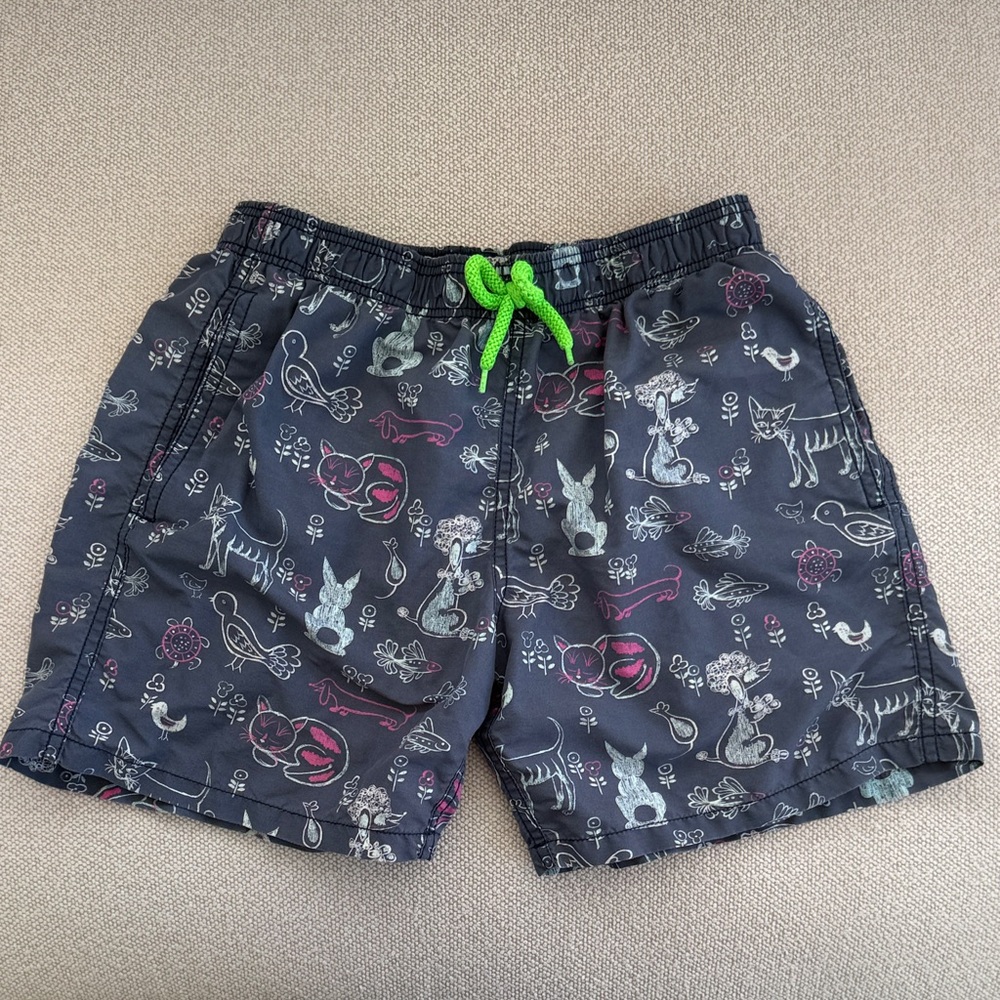 Limited Edition Vilebrequin Boys Swim Trunks with Green Drawstring Size 14ans